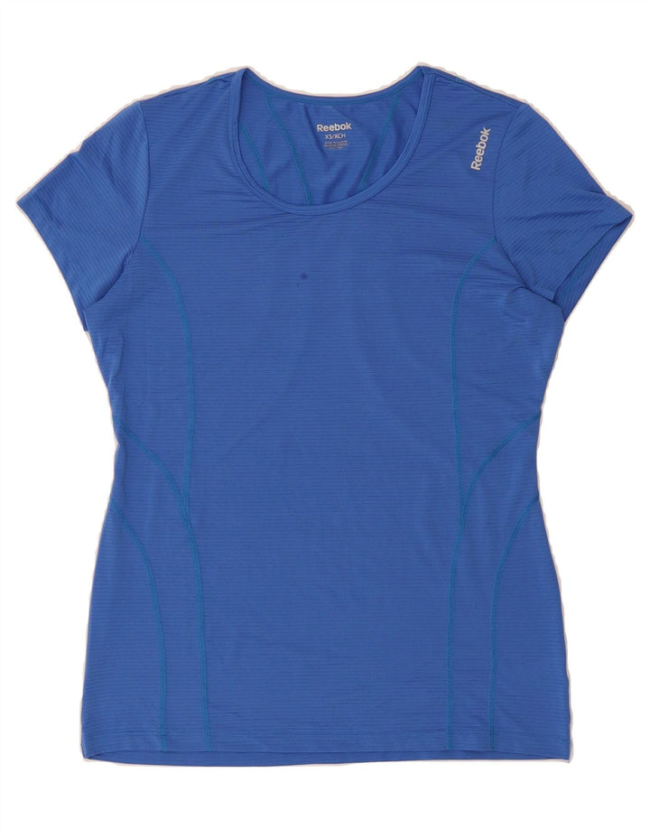 REEBOK Womens T-Shirt Top UK 6 XS Blue Polyester Vintage Reebok and Second-Hand Reebok from Messina Hembry 
