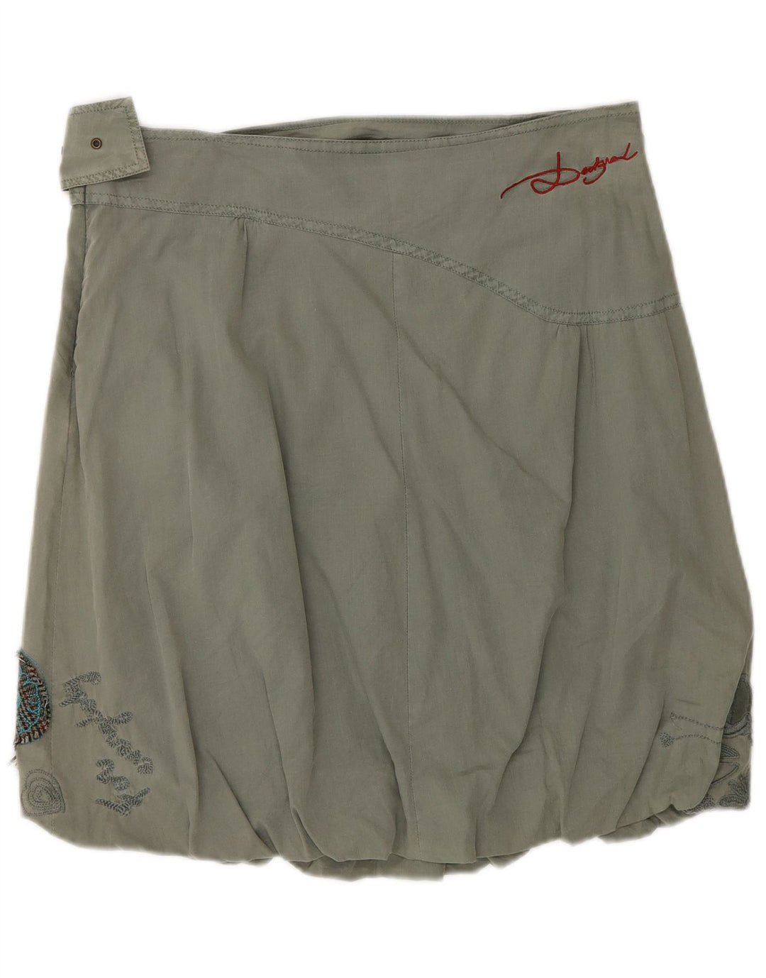 Desigual ženska suknja s mjehurićima W30 srednje kaki cvjetne boje