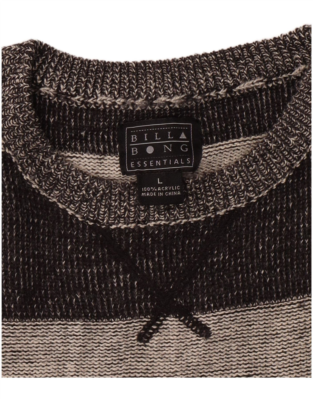 Billabong muški džemper s okruglim izrezom, veliki akrilni sivi prugasti pulover