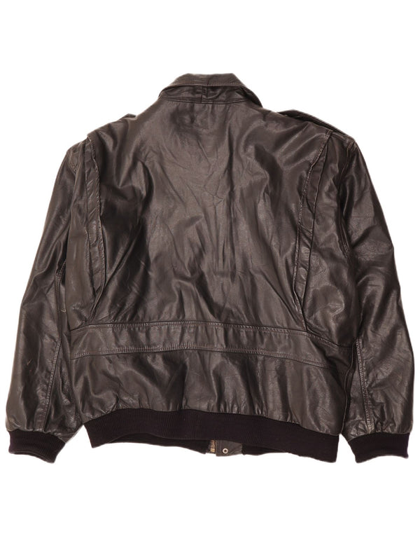 Vintage muška vojna kožna jakna IT 50 velika crna koža