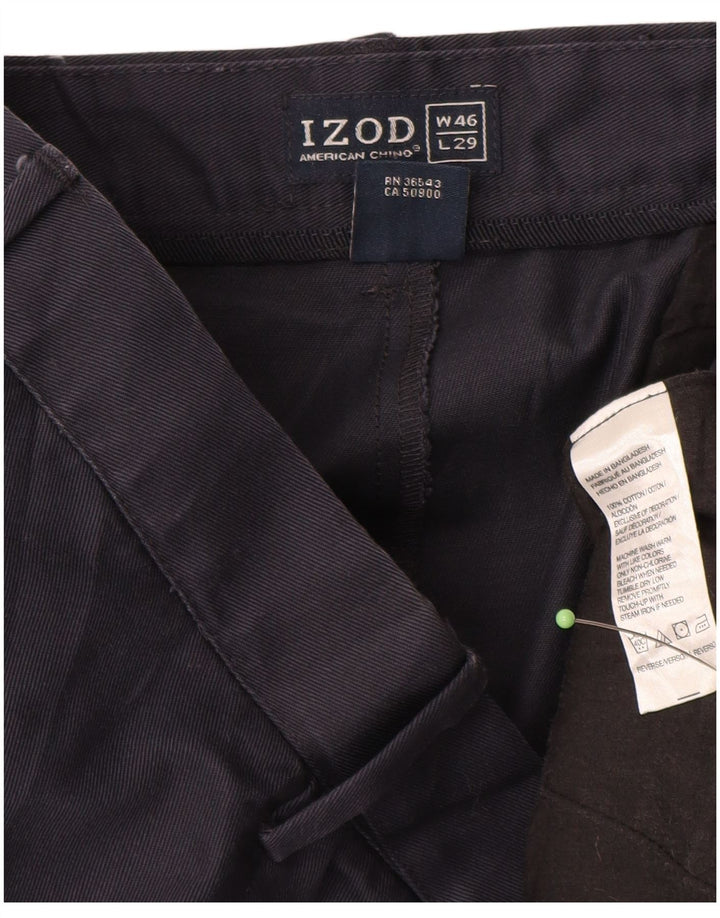 IZOD Mens Straight Chino Trousers W46 L29 Navy Blue Cotton