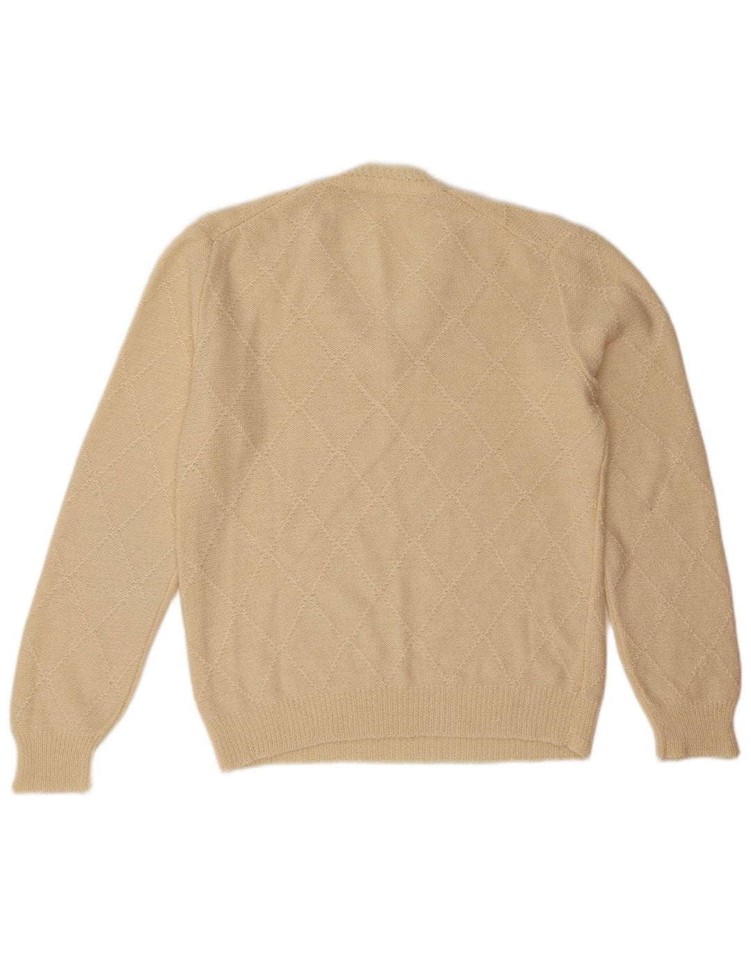 Vintage muški džemper s V-izrezom, veliki smeđe bijeli Argyle/Diamond
