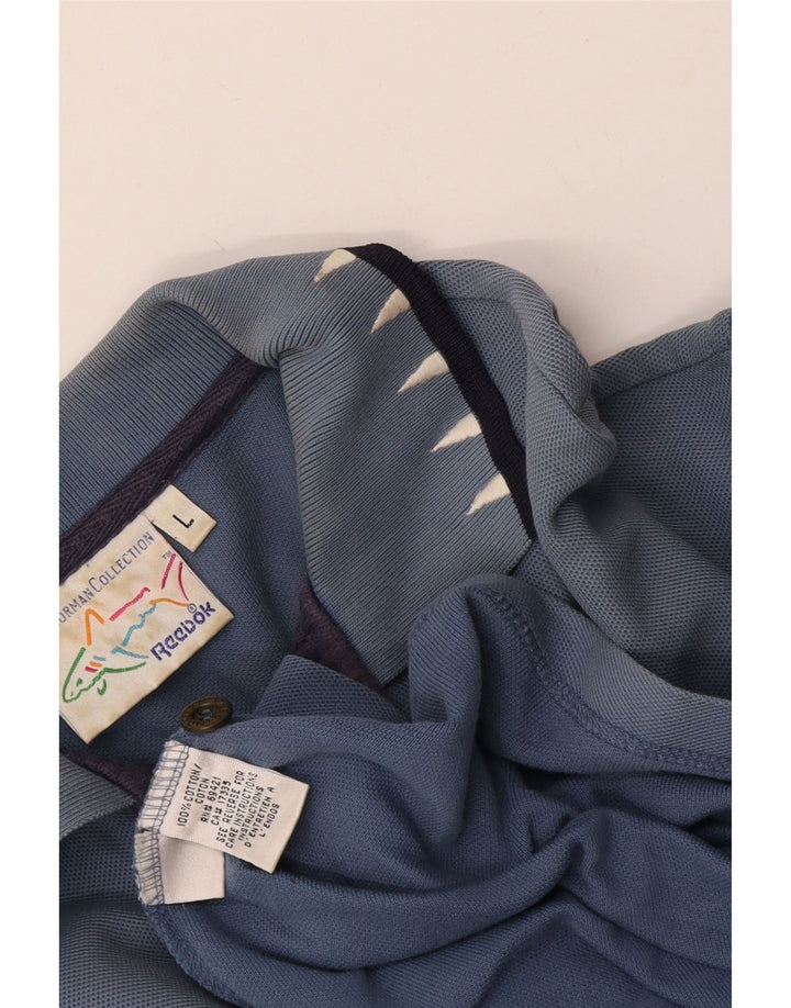 Reebok muška polo majica s grafičkim motivima velika, plava pamučna