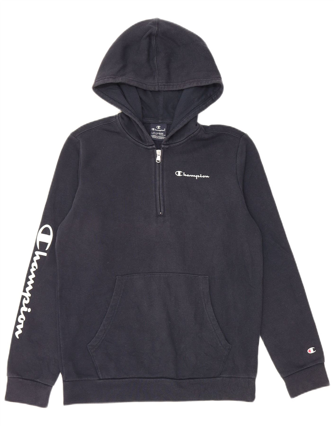 CHAMPION Džemper s kapuljačom s grafičkim zatvaračem i izrezom 13-14 godina XL tamnoplava
