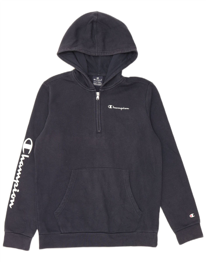 CHAMPION Džemper s kapuljačom s grafičkim zatvaračem i izrezom 13-14 godina XL tamnoplava