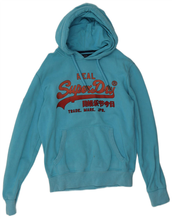 Superdry muška majica s kapuljačom s kapuljačom srednje plavi pamuk