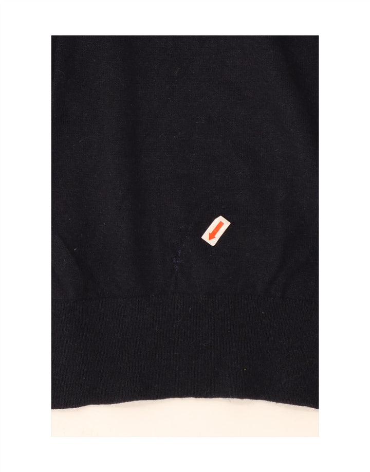 TOMMY HILFIGER Mens V-Neck Jumper Sweater Large Navy Blue Wool