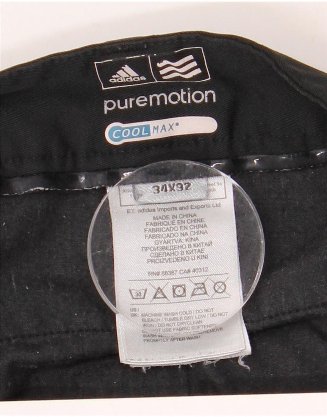 Adidas Coolmax ravne chino hlače W34 L32 crni poliester