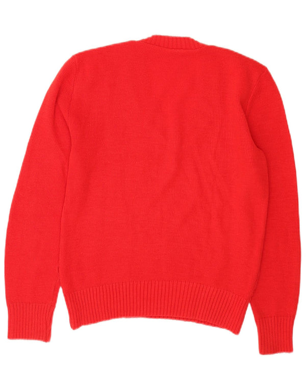 Vintage Womens V-Neck Jumper Sweater UK 16 Large Red