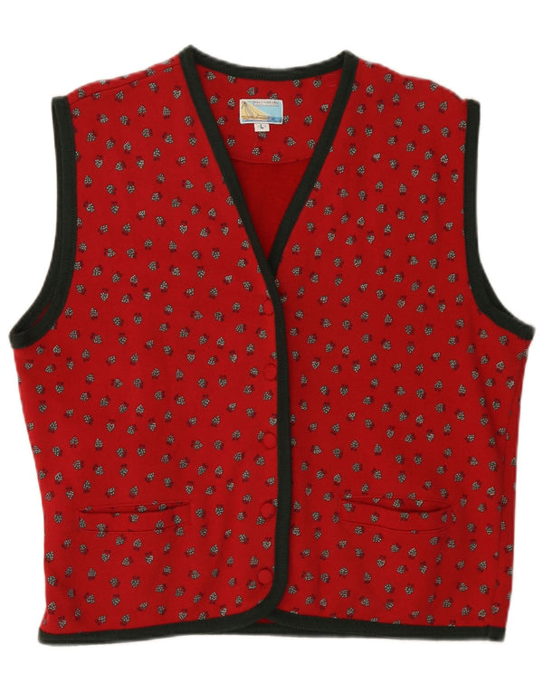 Naj Oleari Womens Sleeveless Cardigan Sweater UK 16 Large Red Spotted