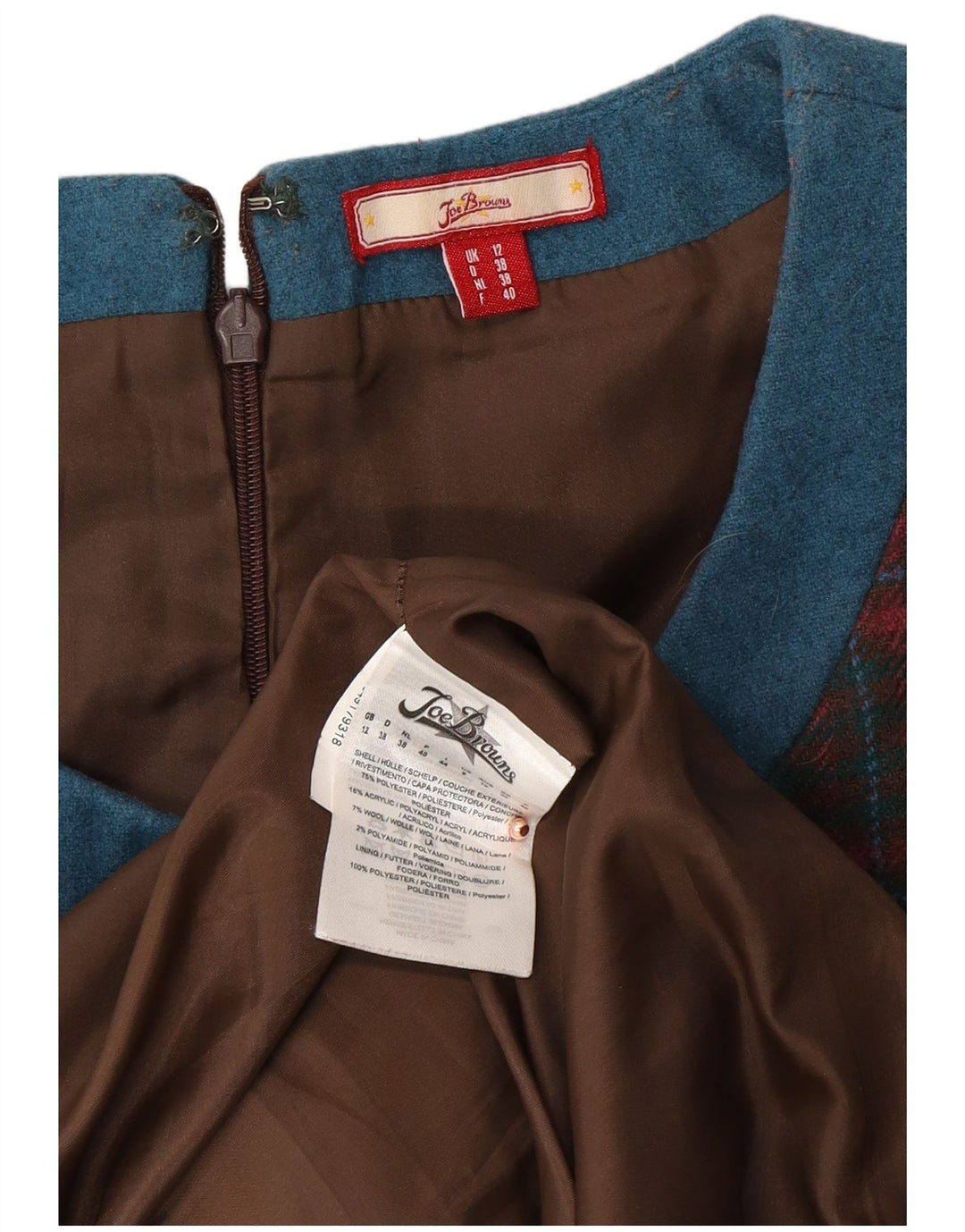 JOE BROWNS Ženska plašt haljina bez rukava UK 12 Srednje crvena karirana poliester