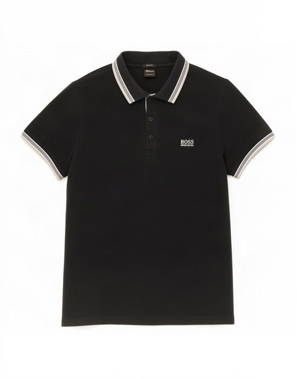 Velika crna pamučna polo majica Hugo Boss Regular Fit