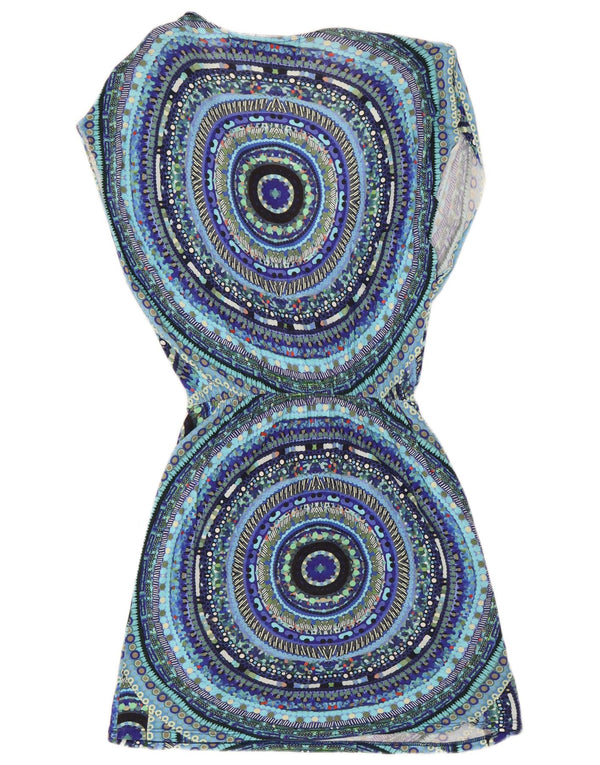 Desigual ženska haljina tunika UK 8 Mala plava geometrijska viskoza