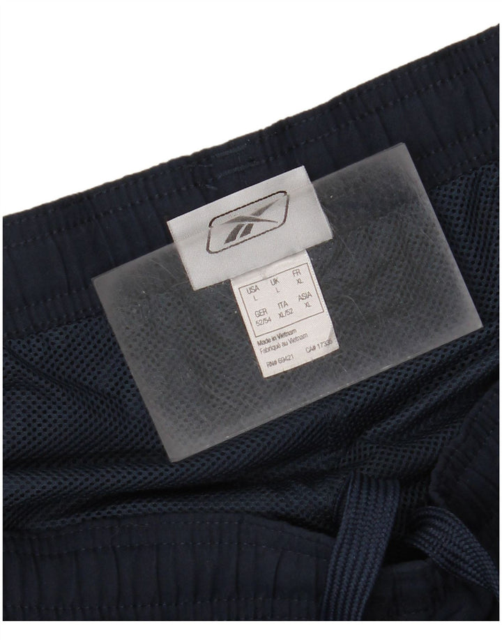 REEBOK Mens Tracksuit Trousers Large  Navy Blue Polyester