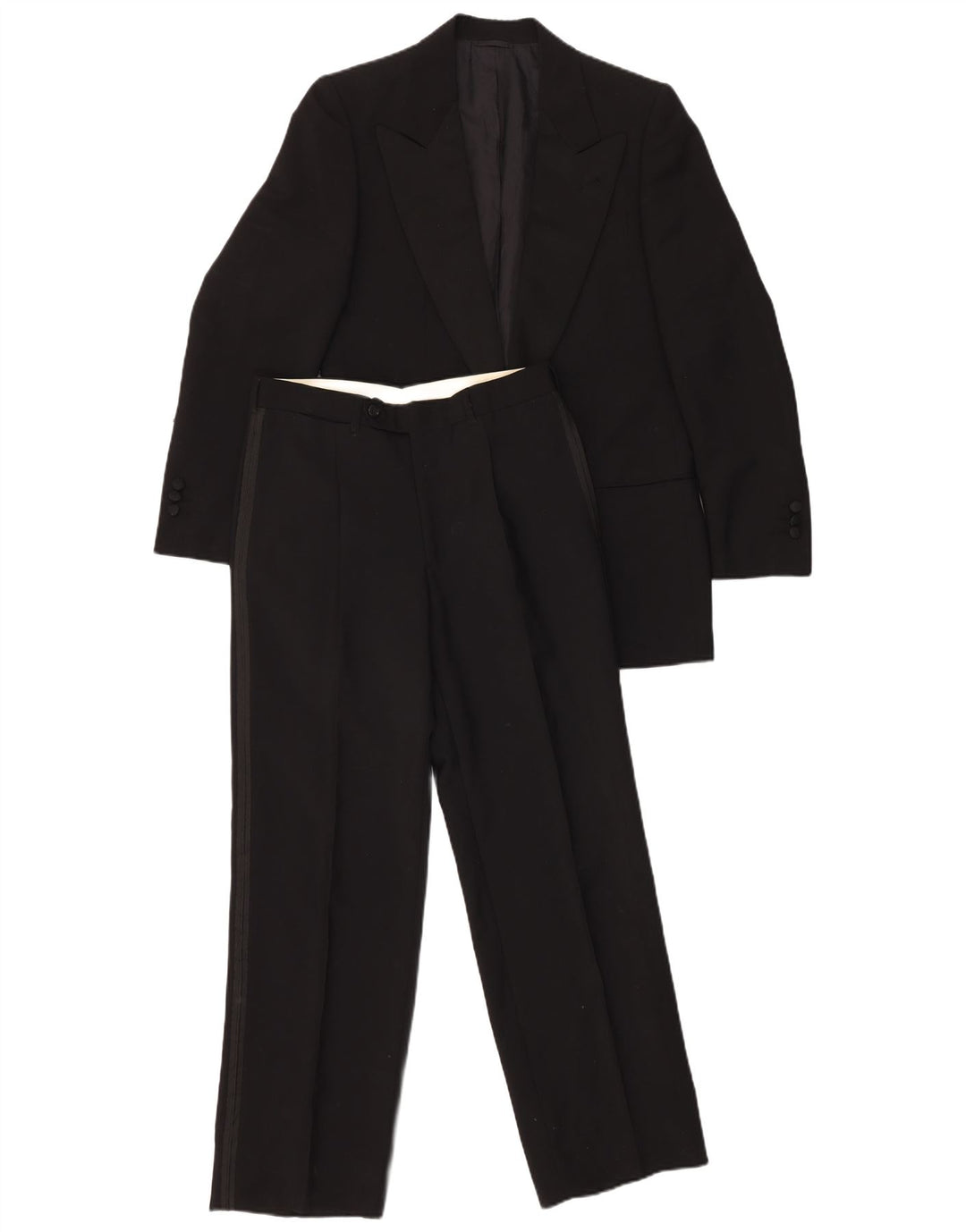 VINTAGE muški 2-dijelni set od 1 gumba IT 46 mali W29 L29 crna vuna