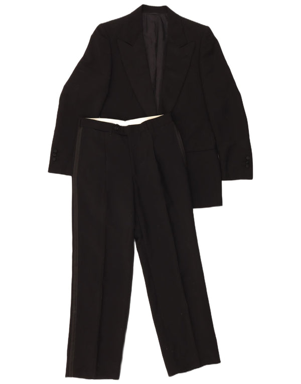 VINTAGE muški 2-dijelni set od 1 gumba IT 46 mali W29 L29 crna vuna