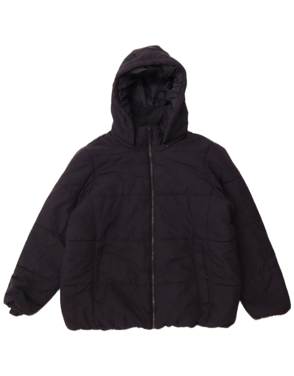 Marks & Spencer Womens Hooded Padded Jacket UK 18 XL Navy Blue Polyester