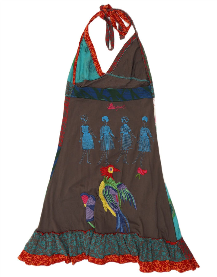 Desigual ženska haljina s halterima s grafičkim motivima UK 8 Mala višebojna cvjetna haljina