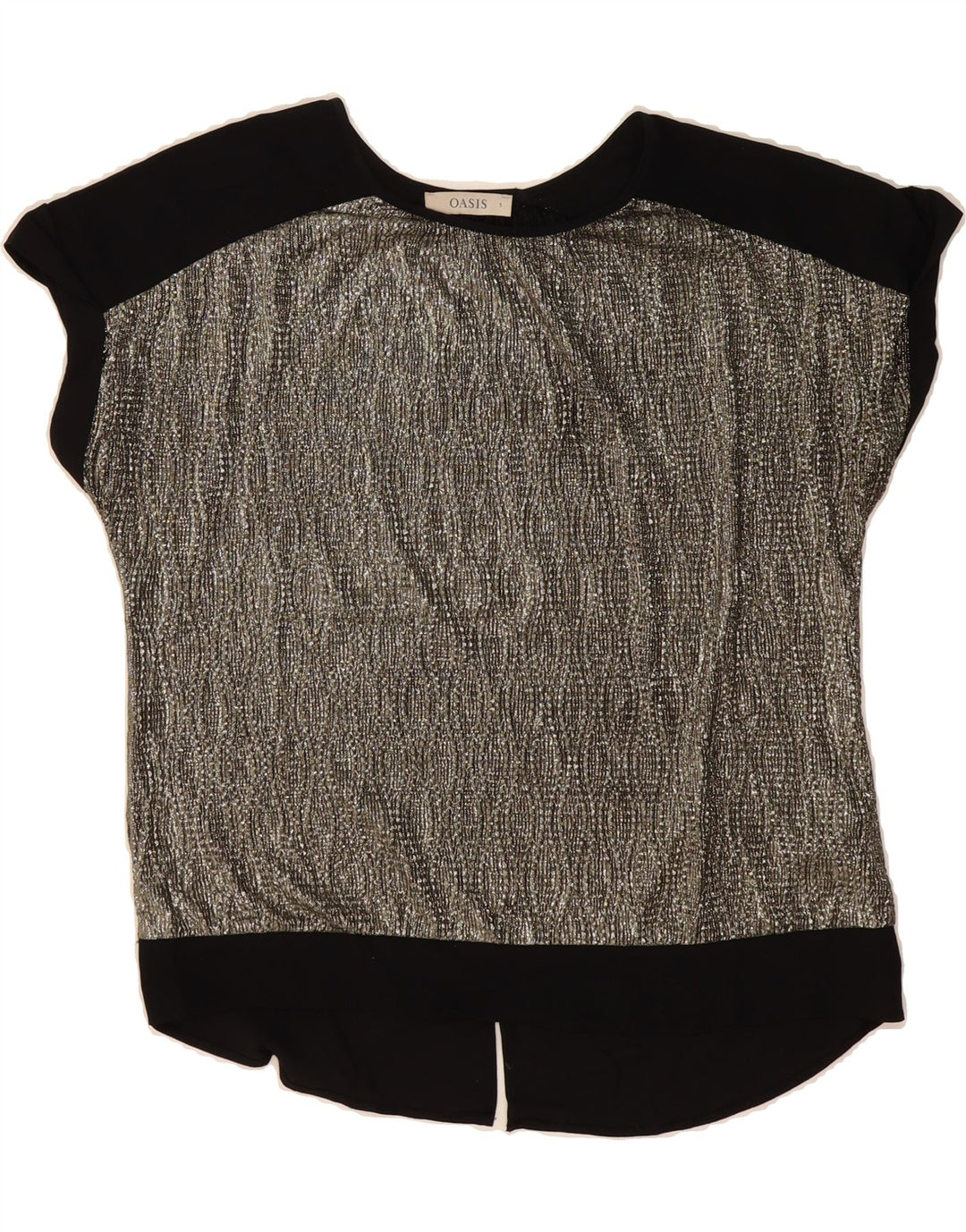 OASIS Womens Blouse Top UK 10 Small Grey Colourblock Polyester Vintage Oasis and Second-Hand Oasis from Messina Hembry 