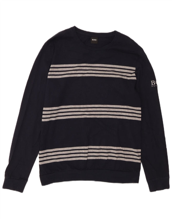 HUGO BOSS Muška majica s dugim rukavima srednje tamnoplave pruge