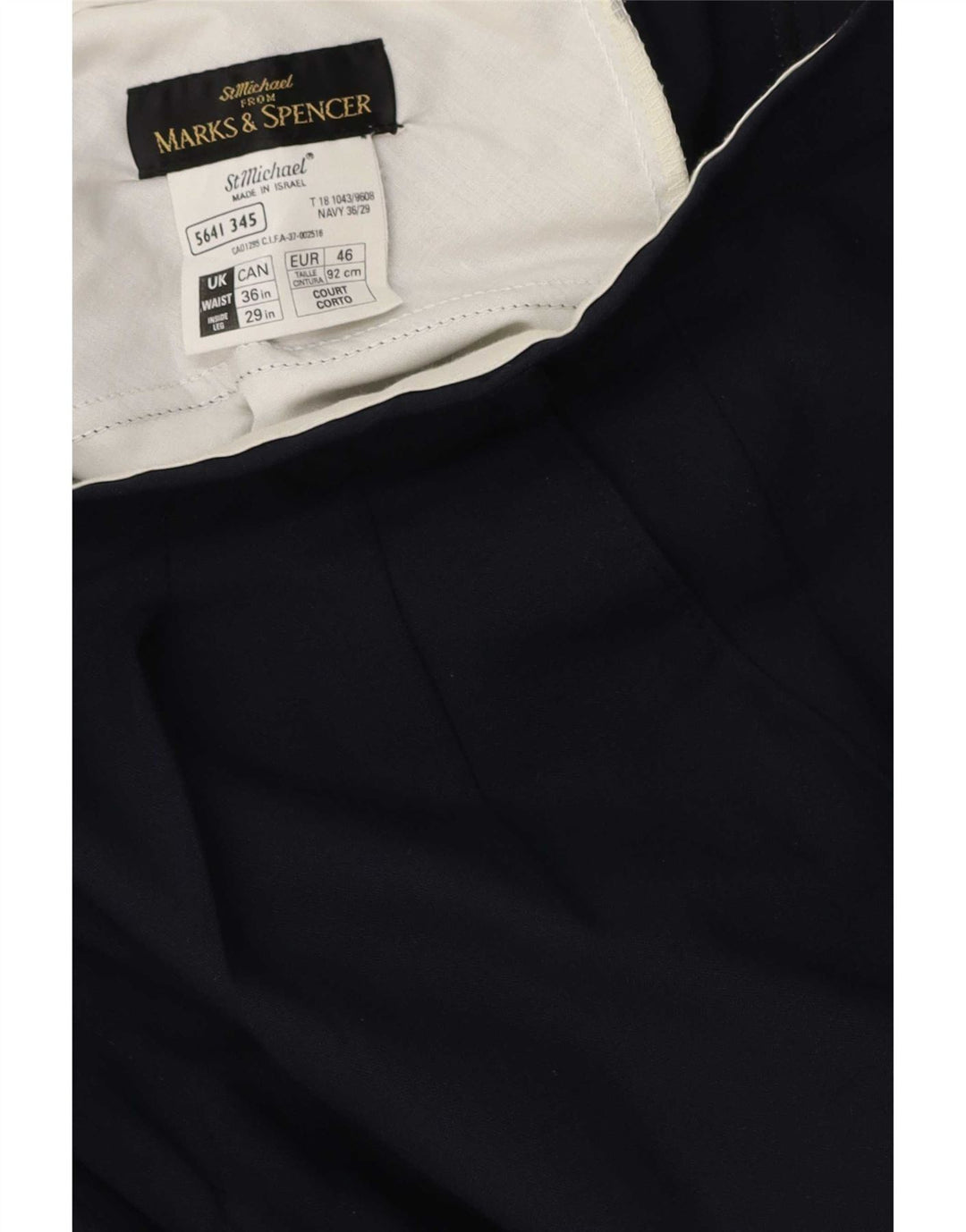 Marks & Spencer muške hlače s štipaljkama W36 L29 tamnoplavi poliester