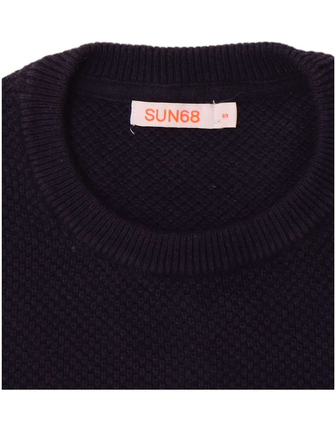 SUN68 Mens Crew Neck Jumper Sweater Small Navy Blue Merino Wool