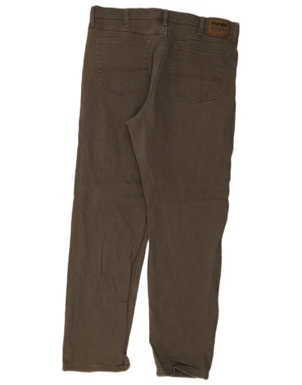 Wrangler muške ravne ležerne hlače W37 L32 Kaki pamuk