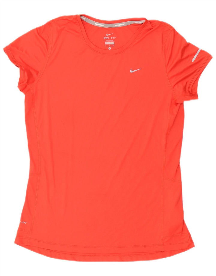 NIKE Womens Dri Fit T-Shirt Top UK 14 Large Red Polyester