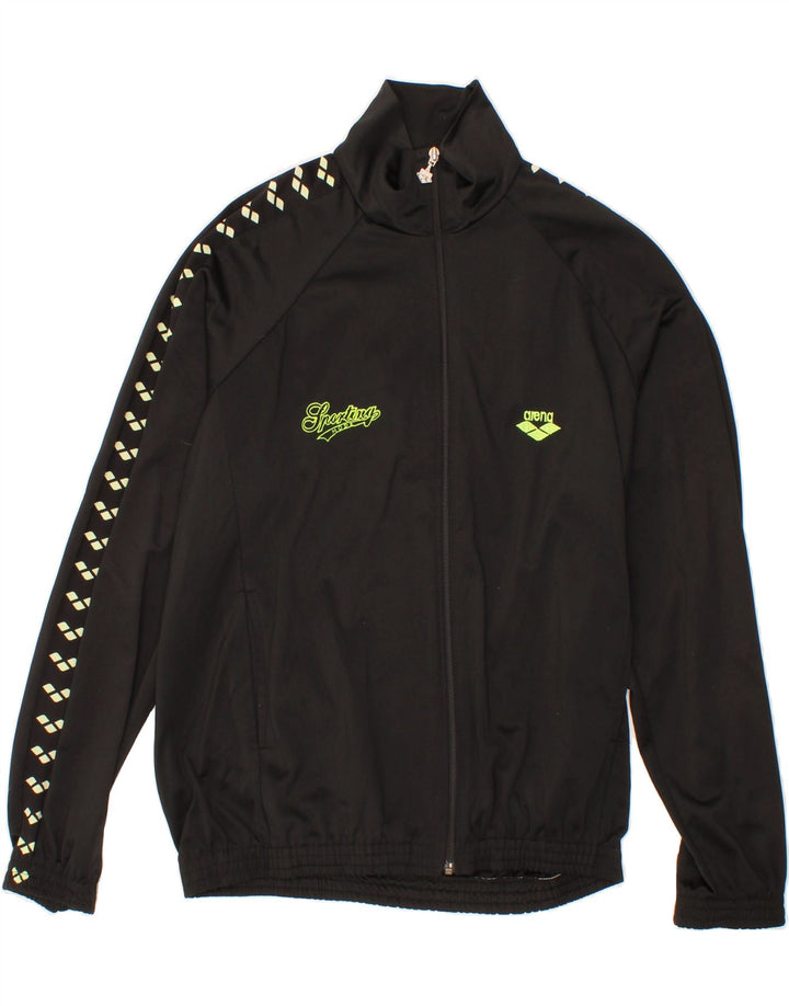 ARENA Mens Graphic Tracksuit Top Jacket XL Black Polyester Vintage Arena and Second-Hand Arena from Messina Hembry 