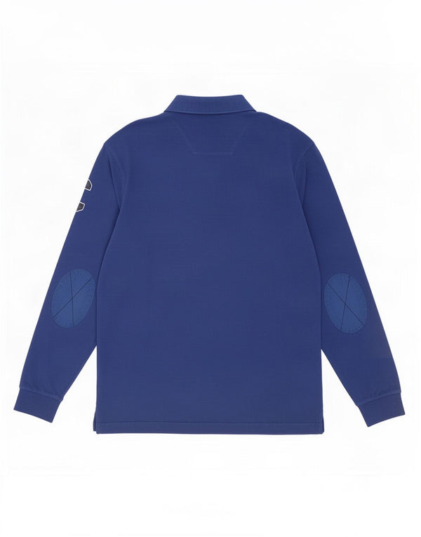 La Martina Mens Graphic Long Sleeve Polo Shirt 2XL Blue