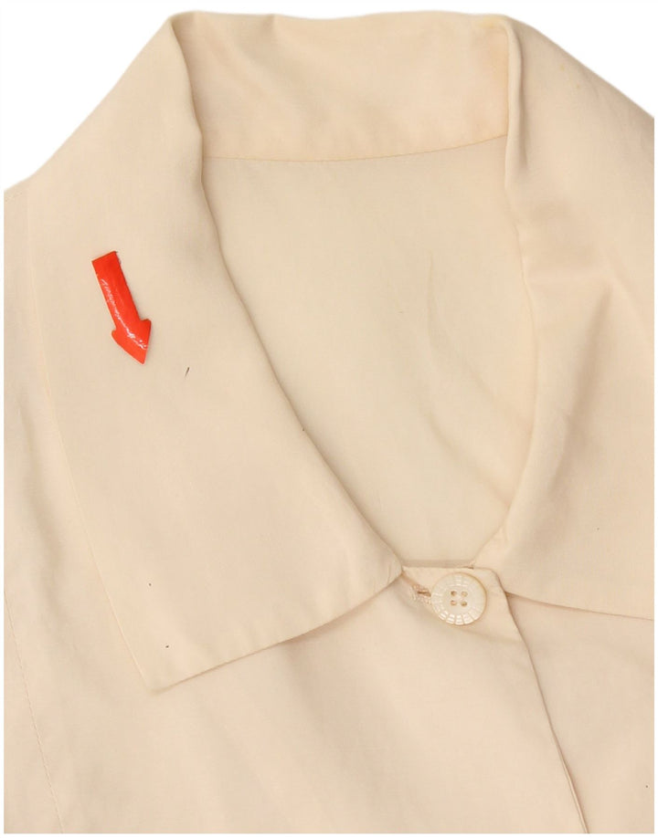 Vintage ženska kratko košulja bluza UK 14 srednje bež