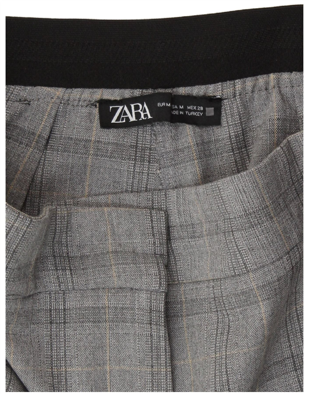 Zara ženske uske chino hlače srednje veličine W28 L27 sivi karirani poliester
