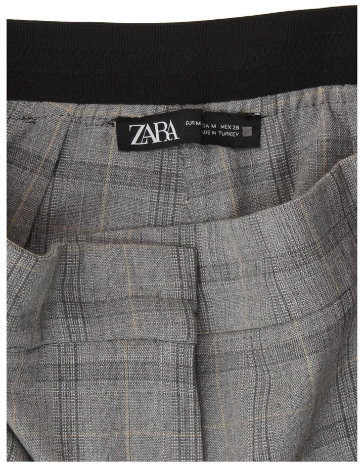 Zara ženske uske chino hlače srednje veličine W28 L27 sivi karirani poliester