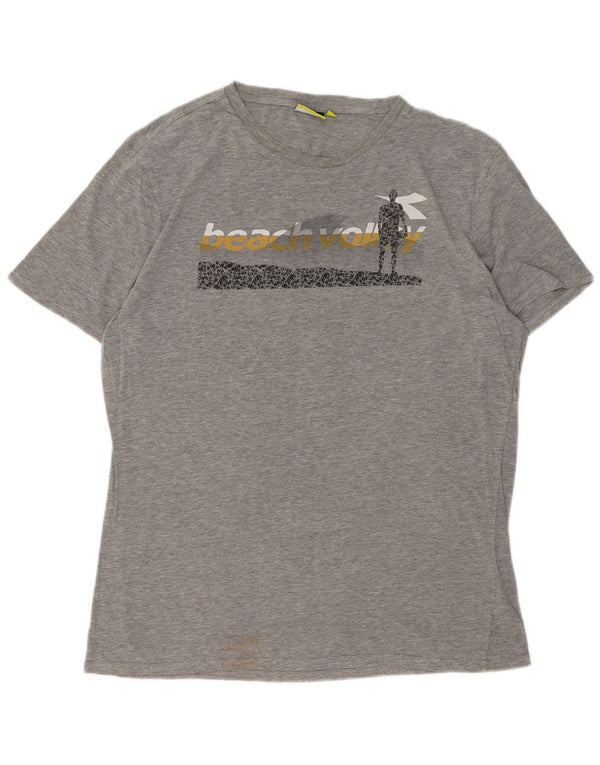 DIADORA Muška majica kratkih rukava s grafičkim motivima XL, sivi flekasti pamuk