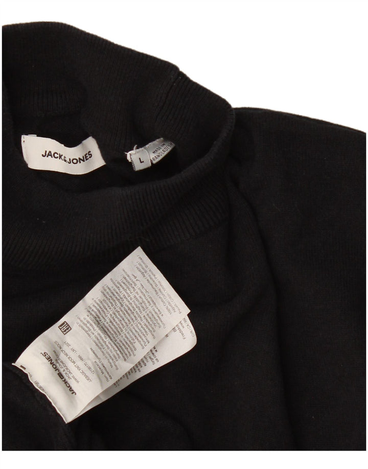 Veliki crni pamučni muški džemper s kornjačičastim ovratnikom Jack & Jones