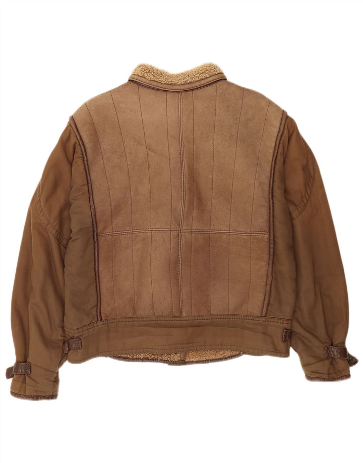 Vintage ženska Sherpa prevelika kožna jakna IT 46 Large Brown