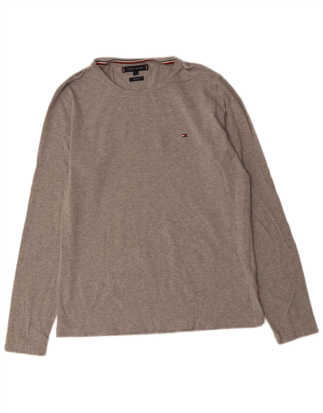 TOMMY HILFIGER Mens Extra Slim Top Long Sleeve Large Grey Cotton