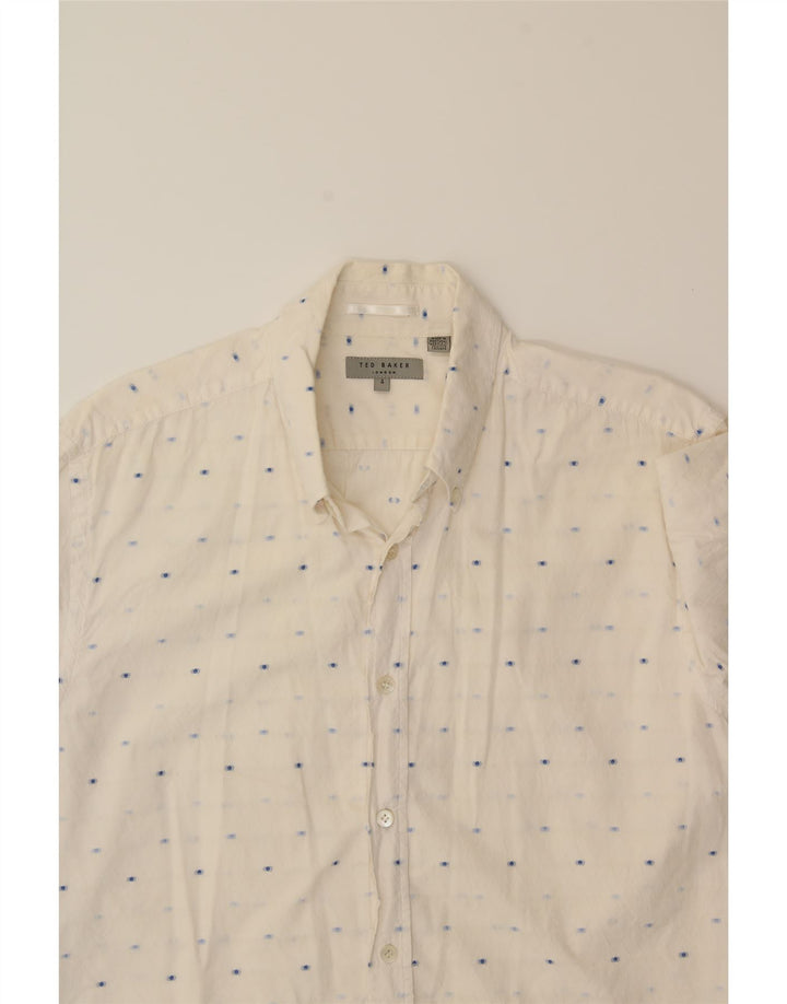 TED BAKER Mens Short Sleeve Shirt Size 4 Large White Spotted Vintage Ted Baker and Second-Hand Ted Baker from Messina Hembry 