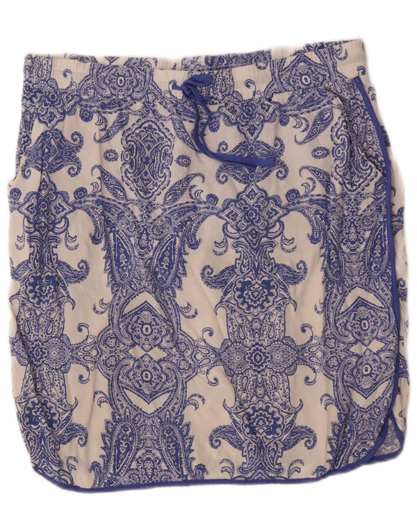 Marks & Spencer ženska ravna suknja UK 14 velika W34 plava paisley viskoza