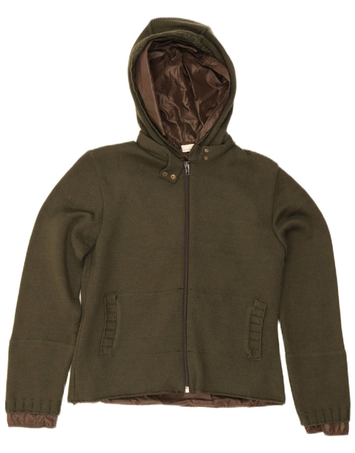 Pinko ženska pletena bomber jakna s kapuljačom UK 10 Mala kaki vuna