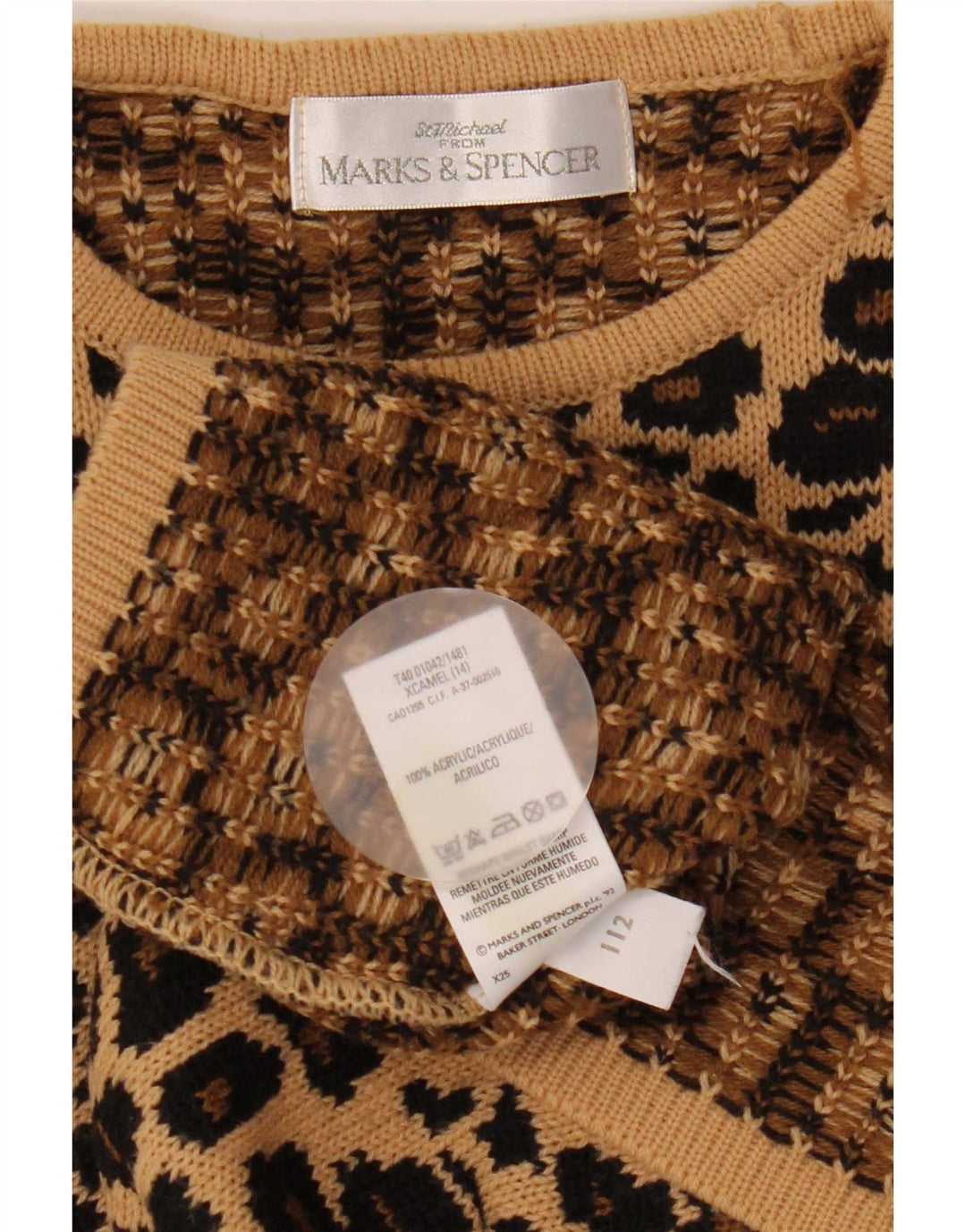 Marks & Spencer ženski džemper s okruglim izrezom UK 14 Veliki smeđi