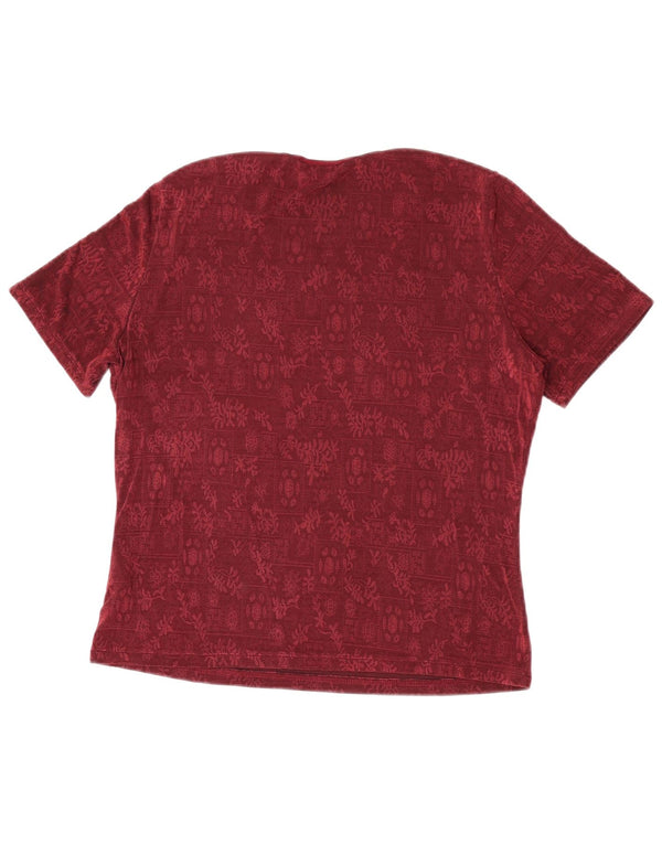 Marks & Spencer ženska majica kratkih rukava UK 14 Large Burgundy Floral Acetate