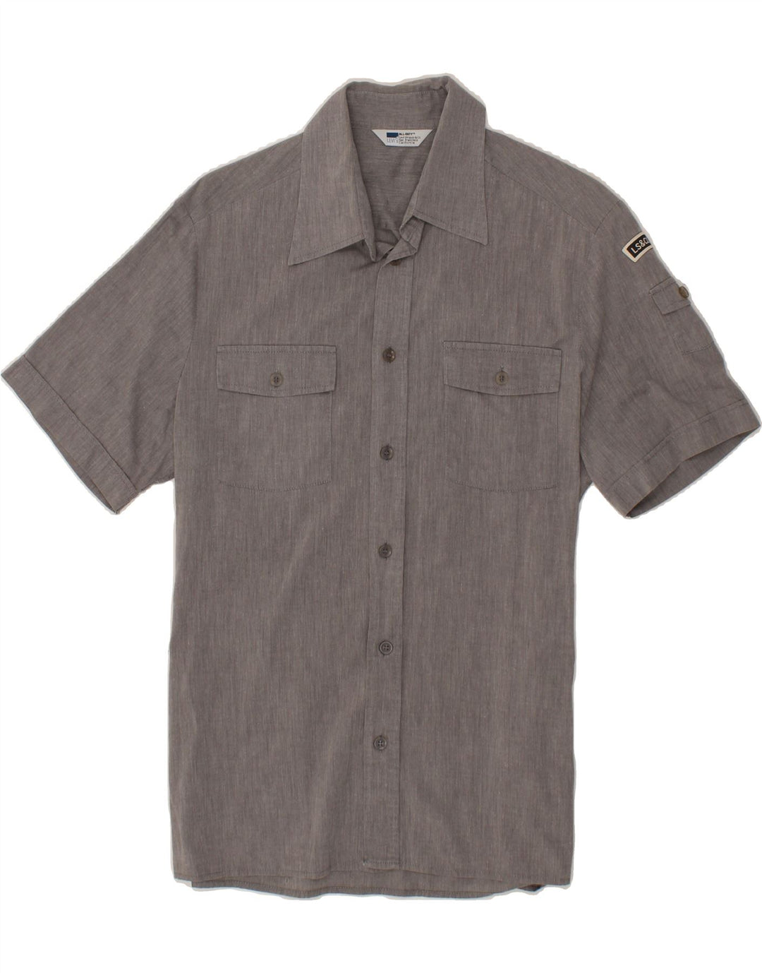 LEVI'S Mens Short Sleeve Shirt Large Grey Cotton Vintage Levi's and Second-Hand Levi's from Messina Hembry 