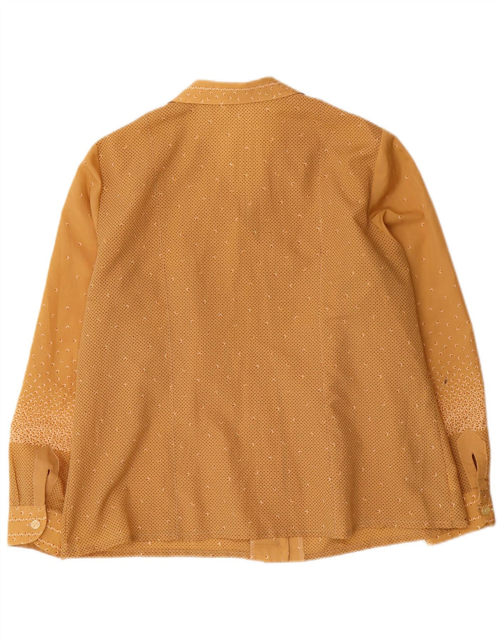 Vintage ženska košulja bluza UK 14 Veliki smeđi geometrijski poliester
