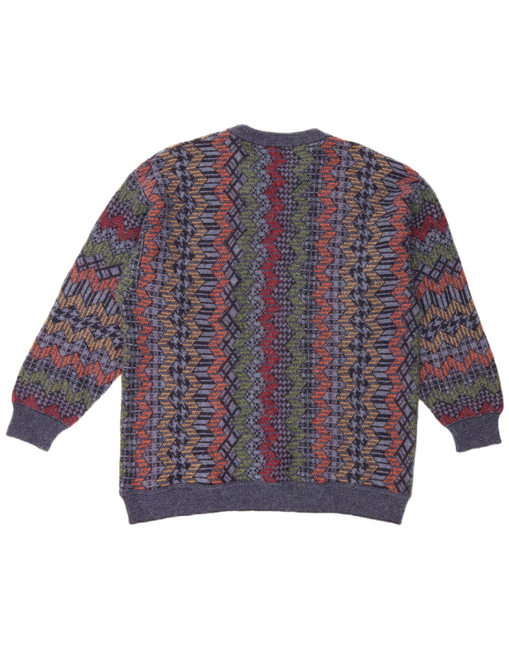 CASSAN Muški džemper s veznim izrezom IT 52 Veliki tamnoplavi ševron od vune