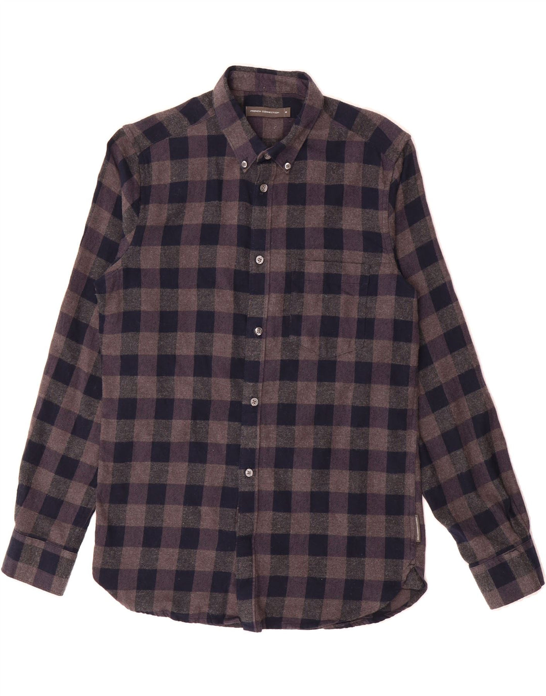 FRENCH CONNECTION Mens Flannel Shirt Medium Navy Blue Check Cotton Vintage French Connection and Second-Hand French Connection from Messina Hembry 