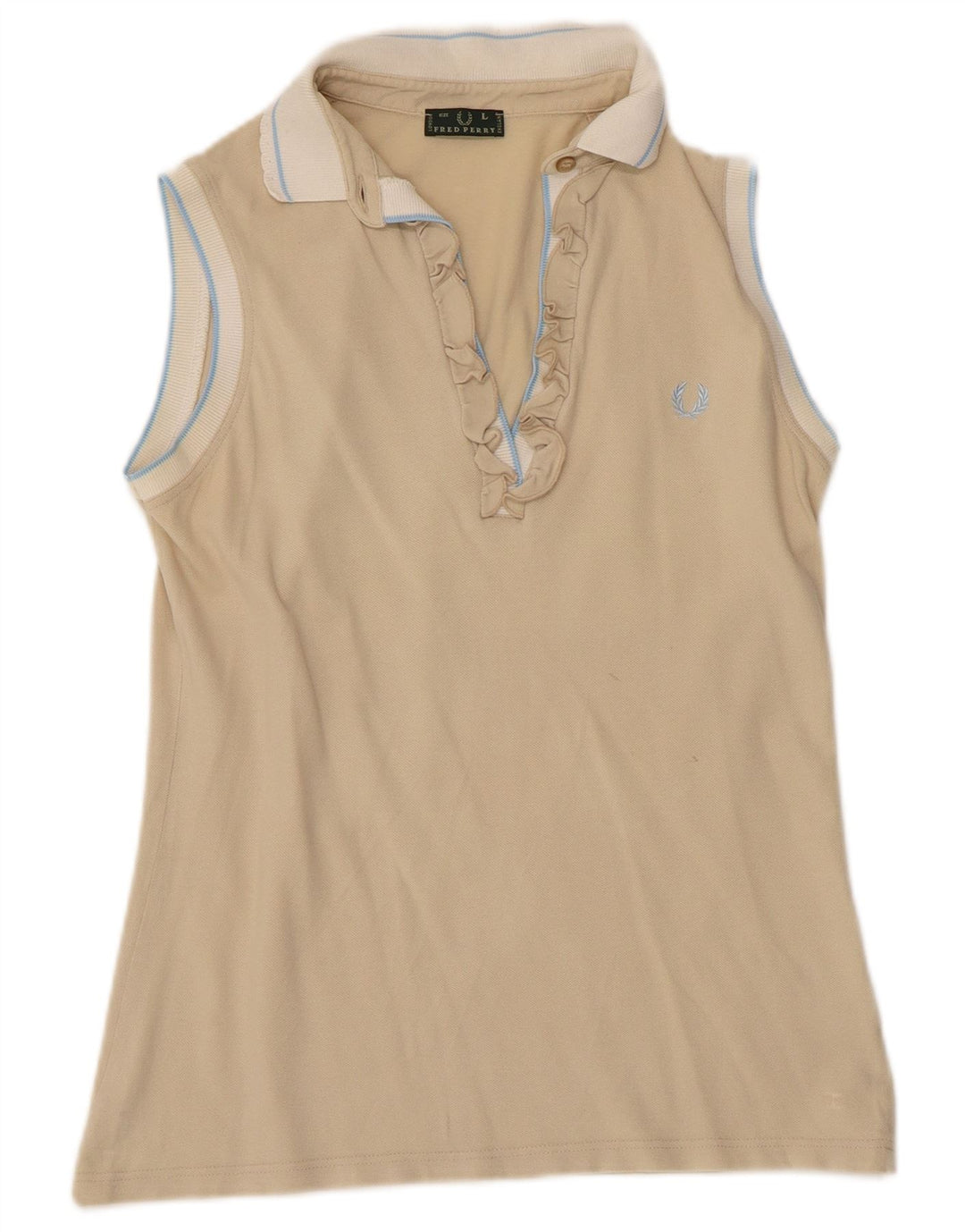 FRED PERRY Ženska polo majica s volanima UK 14 velika bež boja