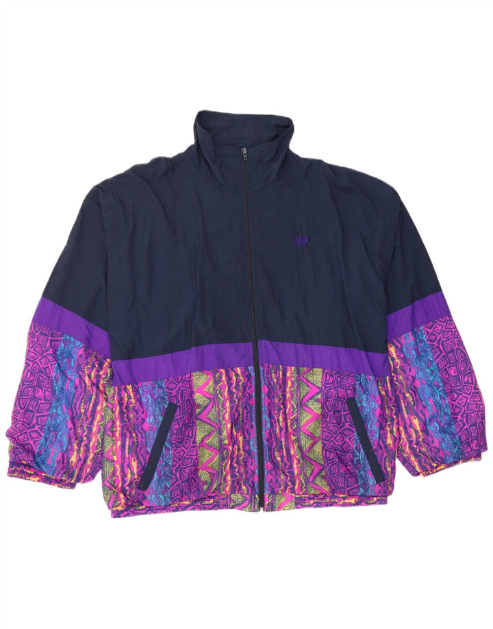VINTAGE muška trenirka gornja jakna UK 46/48 XL tamnoplava najlon s blokovima boja
