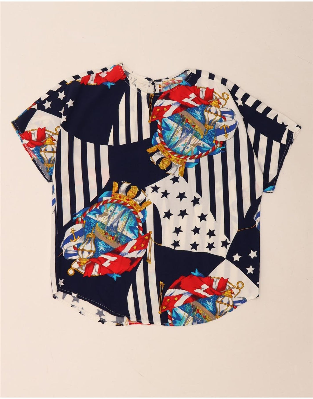 VINTAGE gornji dio ženske bluze UK 10/12 srednje tamnoplave boje