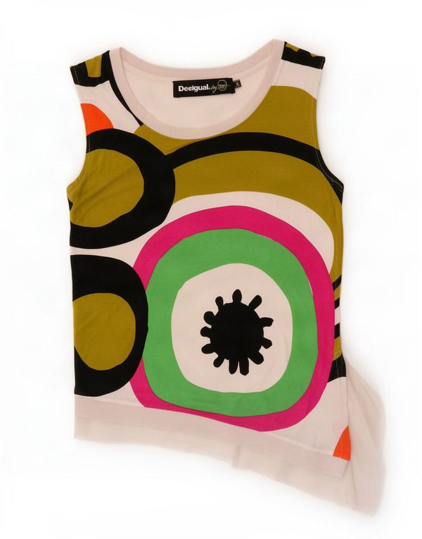 Desigual ženski asimetrični prsluk UK 12 srednje bijele geometrije